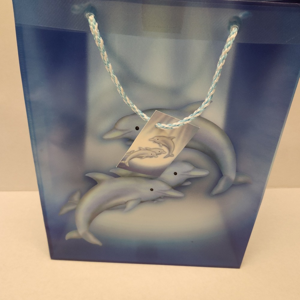 Vintage y2k Color Fantasies Dolphin Gift Bag with Tag Blue Beach Sea Ocean